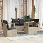 6-piece Lounge Set with cushions poly rattan light grey