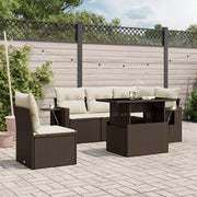 Loungeset 6-delig poly rattan bruin