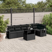 Loungeset 7-delig poly rattan zwart