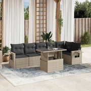 Loungeset 7-delig poly rattan lichtgrijs