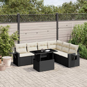 Loungeset 7-delig poly rattan zwart