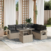 Loungeset 7-delig poly rattan lichtgrijs