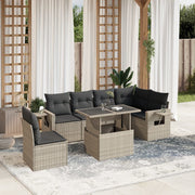 Loungeset 7-delig poly rattan lichtgrijs