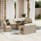 9-delige Loungeset met kussens poly rattan beige