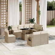 Loungeset 9-delig poly rattan beige