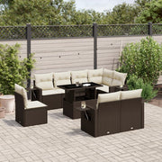 Loungeset 9-delig poly rattan bruin
