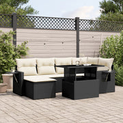 Loungeset 7-delig poly rattan zwart