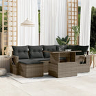 7-delige Loungeset met kussens poly rattan grijs