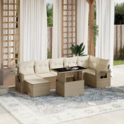 Loungeset 8-delig poly rattan beige