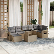 Loungeset 8-delig poly rattan beige