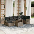 8-delige Loungeset met kussens poly rattan grijs