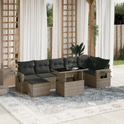 Loungeset poly rattan grijs 8-delig