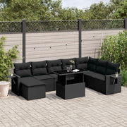 Loungeset 8-delig poly rattan zwart