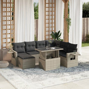 Loungeset 8-delig poly rattan lichtgrijs