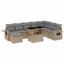 9-delige Loungeset met kussens poly rattan beige