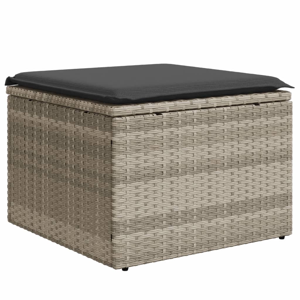 9-delige Loungeset met kussens poly rattan lichtgrijs