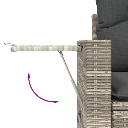 9-delige Loungeset met kussens poly rattan lichtgrijs