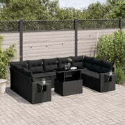 Loungeset 10-delig poly rattan zwart