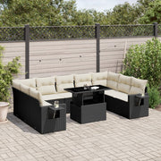 Loungeset 10-delig poly rattan zwart
