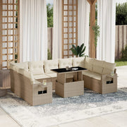 Loungeset 10-delig poly rattan beige