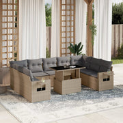 Loungeset 10-delig poly rattan beige