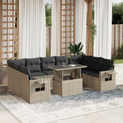 Loungeset 10-delig poly rattan lichtgrijs