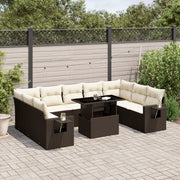 Loungeset 10-delig poly rattan bruin