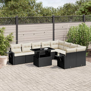 Loungeset 10-delig poly rattan zwart