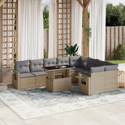 Loungeset 10-delig poly rattan beige