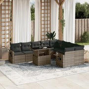 Loungeset 10-delig poly rattan grijs