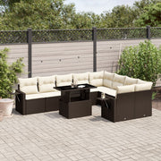 Loungeset 10-delig poly rattan bruin