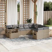 Loungeset 10-delig poly rattan beige