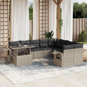 Loungeset 10-delig poly rattan lichtgrijs
