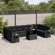 Loungeset 11-delig poly rattan zwart