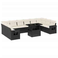 11-delige Loungeset met kussens poly rattan zwart