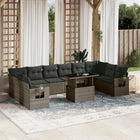 11-delige Loungeset met kussens poly rattan grijs