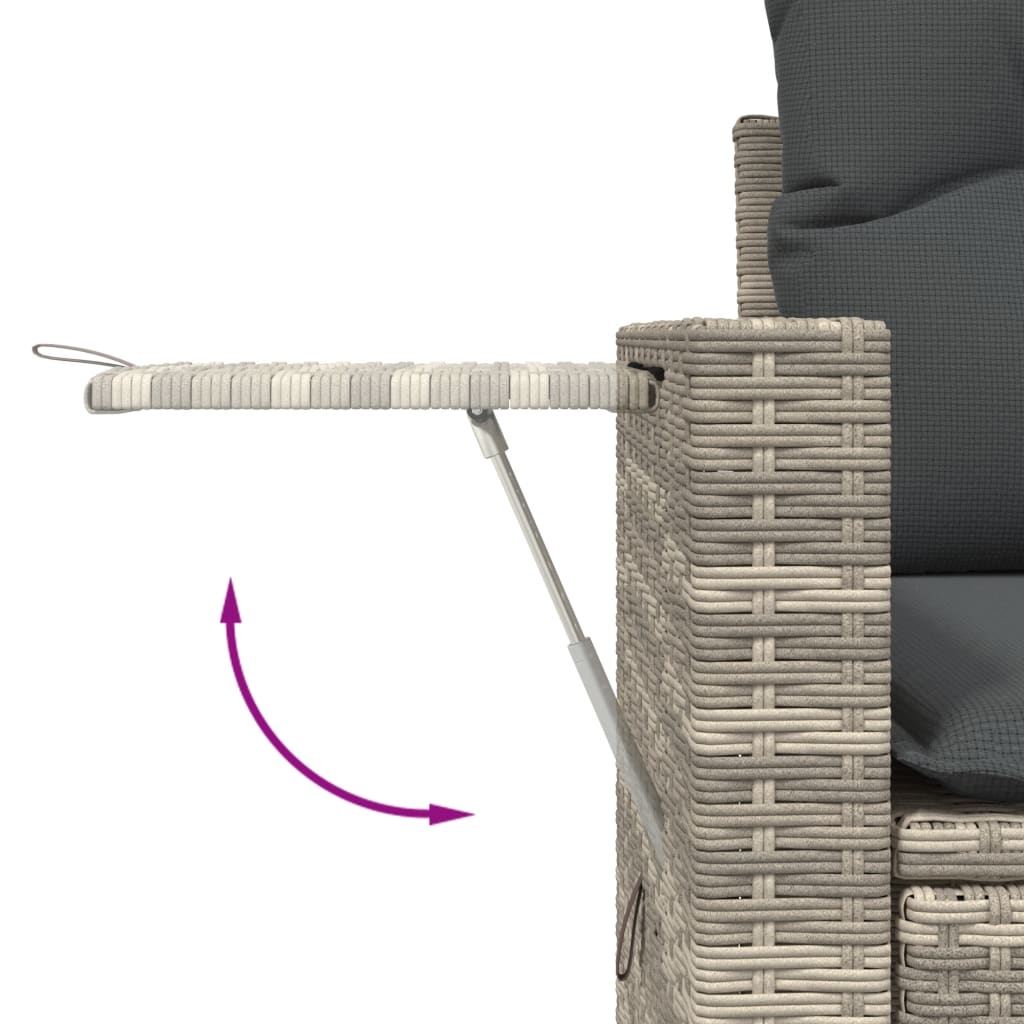 11-delige Loungeset met kussens poly rattan lichtgrijs