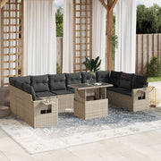 Loungeset 11-delig poly rattan lichtgrijs