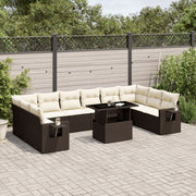 Loungeset poly rattan 11-delig bruin