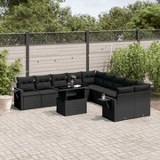 Loungeset poly rattan 11-delig zwart