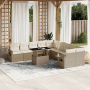 Tuinset 11-delig poly rattan beige met kussens