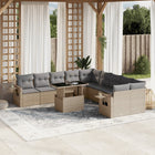 11-delige Tuinset met kussens poly rattan beige