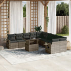 11-delige Loungeset met kussens poly rattan grijs