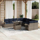 11-piece garden lounge set with cushions, grey poly rattan