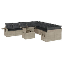 11-delige Loungeset met kussens poly rattan lichtgrijs