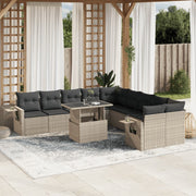 Loungeset 11-delig poly rattan lichtgrijs
