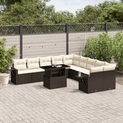 Loungeset poly rattan 11-delig bruin