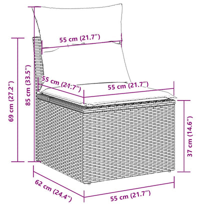 5-delige Loungeset met kussens poly rattan beige