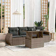 5-piece Loungeset with cushions poly rattan grey