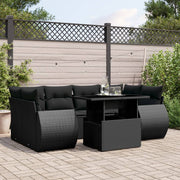Loungeset 7-delig poly rattan zwart